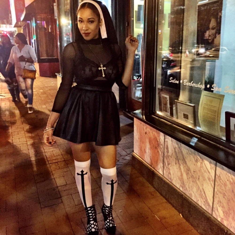 Leather skater mini skirt